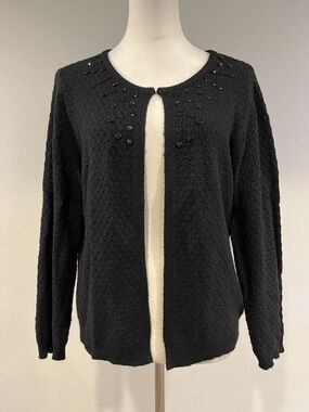 Old Navy Black Embellished Round-Neck cardigan Sweater size large